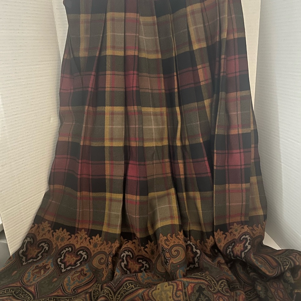 NWT VINTAGE Ralph Lauren Plaid Paisley Pleated skirt Womens Skirt Old Money Sz 4 - Picture 2 of 9